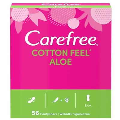 Carefree Cotton Feel Panty Liners with Aloe Vera (1x Pack of 56), Soft and Comfortable Panty Liners for Women for Daily Use, Long-Lasting Freshness, 100% Air Breathable Underwear Protection Carefree Cotton Feel Panty Liners with Aloe Vera (1x Pack of 56), Soft and Comfortable Panty Liners for Women for Daily Use, Long-Lasting Freshness, 100% Air Breathable Underwear Protection