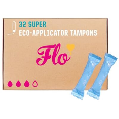 FLO Organic Cotton Applicator Super Tampons – Absorbent, Soft, Smooth Applicator Super w Tampons 32 Tampons FLO Organic Cotton Applicator Super Tampons – Absorbent, Soft, Smooth Applicator Super w Tampons 32 Tampons