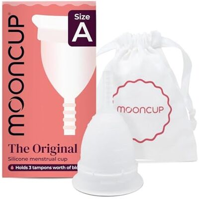 Mooncup Original Menstrual Cup Medical-Grade Silicone Period Cup for Protection Holds 3 Tampons Worth of Fluid Toxin-Free, Eco-Friendly & Easy to Insert Size A (for 30+ or Post-Childbirth) Mooncup Original Menstrual Cup Medical-Grade Silicone Period Cup for Protection Holds 3 Tampons Worth of Fluid Toxin-Free, Eco-Friendly & Easy to Insert Size A (for 30+ or Post-Childbirth)