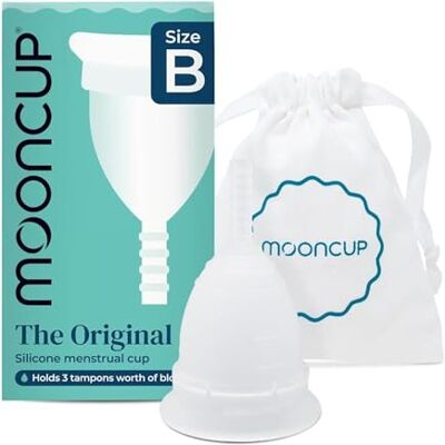 Mooncup Original Menstrual Cup Medical-Grade Silicone Period Cup for Protection Holds 3 Tampons Worth of Fluid Toxin-Free, Eco-Friendly & Easy to Insert Size B (Under 30 or No Vaginal Birth) Mooncup Original Menstrual Cup Medical-Grade Silicone Period Cup for Protection Holds 3 Tampons Worth of Fluid Toxin-Free, Eco-Friendly & Easy to Insert Size B (Under 30 or No Vaginal Birth)