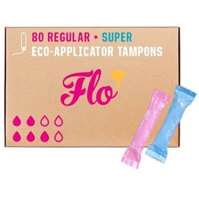 FLO Organic Cotton Applicator Tampons – Super Absorbent, Soft, Smooth Applicator Combo Pack 44 Regular & 36 Super Tampons FLO Organic Cotton Applicator Tampons – Super Absorbent, Soft, Smooth Applicator Combo Pack 44 Regular & 36 Super Tampons