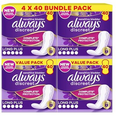 Always Discreet Plus Incontinence Liners Pack of 160 Always Discreet Plus Incontinence Liners Pack of 160