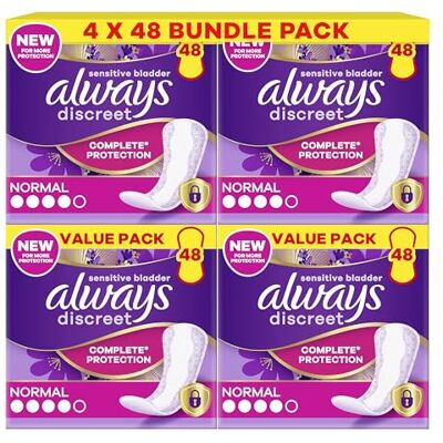 Always Discreet Incontinence Liners for Sensitive Bladder Pack of 192 Always Discreet Incontinence Liners for Sensitive Bladder Pack of 192