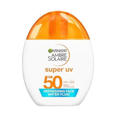 Garnier Ambre Solaire Face SPF Sunscreen Daily UV Hyaluronic Acid Refreshing Water Fluid SPF50, 12H Fresh Skin, Dry Touch & Hydrating, Compatible With Makeup, Invisible Water Fluid 40ml Garnier Ambre Solaire Face SPF Sunscreen Daily UV Hyaluronic Acid Refreshing Water Fluid SPF50, 12H Fresh Skin, Dry Touch & Hydrating, Compatible With Makeup, Invisible Water Fluid 40ml