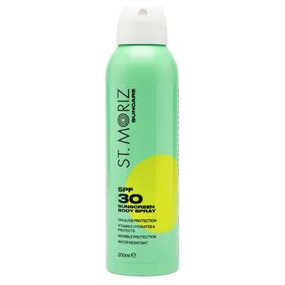 ST. MORIZ Suncare SPF 30 Sunscreen Body Spray Hydrating UVA & UVB SPF 30 Invisible Protection Sun Spray Mist for Body with Vitamin E Water Resistant Dermatologically Tested Vegan 200ml ST. MORIZ Suncare SPF 30 Sunscreen Body Spray Hydrating UVA & UVB SPF 30 Invisible Protection Sun Spray Mist for Body with Vitamin E Water Resistant Dermatologically Tested Vegan 200ml