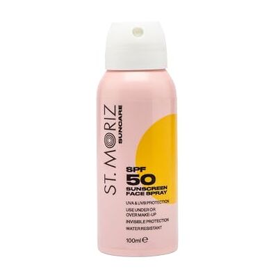 ST. MORIZ St Moriz Suncare SPF 50 Sunscreen Face Spray UVA & UVB Invisible Protection SPF 50 Sun Protection Face Mist with Vitamin E Wear Under or Over Makeup Dermatologically Tested Vegan 100ml ST. MORIZ St Moriz Suncare SPF 50 Sunscreen Face Spray UVA & UVB Invisible Protection SPF 50 Sun Protection Face Mist with Vitamin E Wear Under or Over Makeup Dermatologically Tested Vegan 100ml