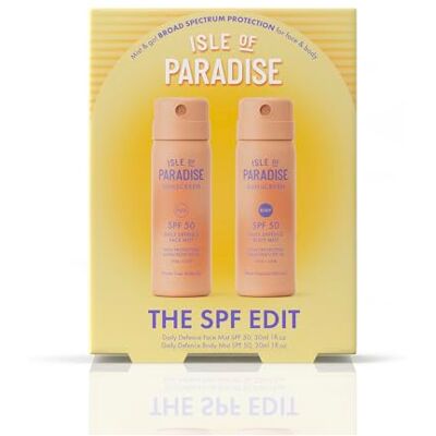 Isle of Paradise The SPF Edit 2 Piece Set, SPF 50 Face & Body Mists, Broad Spectrum Sunscreen Spray Duo, Lightweight & Transparent, Niacinamide, Dermatologist Tested, 1.01 fl. oz/30 ml Bottles Isle of Paradise The SPF Edit 2 Piece Set, SPF 50 Face & Body Mists, Broad Spectrum Sunscreen Spray Duo, Lightweight & Transparent, Niacinamide, Dermatologist Tested, 1.01 fl. oz/30 ml Bottles
