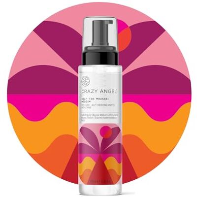 Crazy Angel Vegan Clear Self-Tan Mousse (Medium tan). No colour transfer. Made in UK. 200ml. Crazy Angel Vegan Clear Self-Tan Mousse (Medium tan). No colour transfer. Made in UK. 200ml.