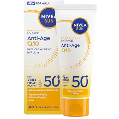 Breathable UV Face Anti-Age Q10 SPF 50+ (40ml), Invisible Finish Face Sunscreen, Reduces Wrinkles and Firms Skin, Lightweight and Non-Greasy Formula Breathable UV Face Anti-Age Q10 SPF 50+ (40ml), Invisible Finish Face Sunscreen, Reduces Wrinkles and Firms Skin, Lightweight and Non-Greasy Formula