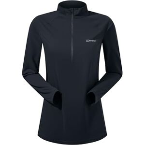 Berghaus Women's 24/7 Maternity Half Zipped Long Sleeve Tech T-Shirt Moisture Wicking Breathable Technical T-Shirt, Black/Black, 10 Berghaus Women's 24/7 Maternity Half Zipped Long Sleeve Tech T-Shirt Moisture Wicking Breathable Technical T-Shirt, Black/Black, 10