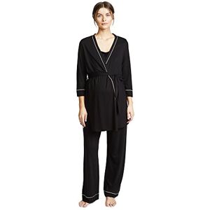 Cosabella Women's Bella Maternity 3 Piece Robe, Cami and P Pajama Set, Black/Ivory, S Cosabella Women's Bella Maternity 3 Piece Robe, Cami and P Pajama Set, Black/Ivory, S