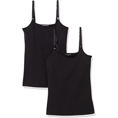 Amazon Essentials Women's Maternity Nursing Friendly Camisole with Adjustable Straps and Built-in Shelf Bra, Pack of 2 Amazon Essentials Women's Maternity Nursing Friendly Camisole with Adjustable Straps and Built-in Shelf Bra, Pack of 2