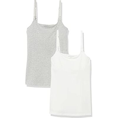 Amazon Essentials Women's Maternity Nursing Friendly Camisole with Adjustable Straps and Built-in Shelf Bra, Pack of 2 Amazon Essentials Women's Maternity Nursing Friendly Camisole with Adjustable Straps and Built-in Shelf Bra, Pack of 2