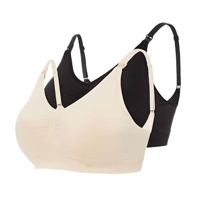 MAMALICIOUS MAMA.LICIOUS Women's Mlilja Feed Me Bra Nf 2-p A. Noos, Black/Pack: Mellow Buff, L/XL MAMALICIOUS MAMA.LICIOUS Women's Mlilja Feed Me Bra Nf 2-p A. Noos, Black/Pack: Mellow Buff, L/XL