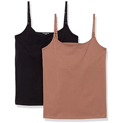 Amazon Essentials Women's Maternity Nursing Friendly Camisole with Adjustable Straps and Built-in Shelf Bra, Pack of 2 Amazon Essentials Women's Maternity Nursing Friendly Camisole with Adjustable Straps and Built-in Shelf Bra, Pack of 2