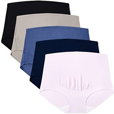 Mama Cotton Women's Over The Bump Maternity Panties High Waist Full Coverage Pregnancy Underwear (Multicolor C 5 Pack, Size-M) Mama Cotton Women's Over The Bump Maternity Panties High Waist Full Coverage Pregnancy Underwear (Multicolor C 5 Pack, Size-M)