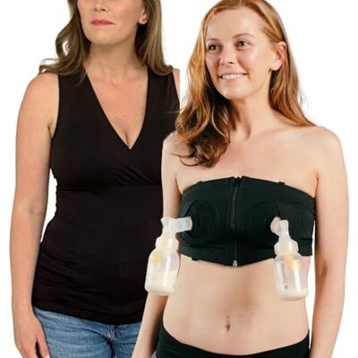 Simple Wishes Hands-Free Pumping Bra Comfortable, Adjustable, Customizable Converts Nursing Bra or Maternity Bra to Breast Pump Bra, Black Includes 1" Zip in Front Extender + Bonus Tank Top, XS-L Simple Wishes Hands-Free Pumping Bra Comfortable, Adjustable, Customizable Converts Nursing Bra or Maternity Bra to Breast Pump Bra, Black Includes 1" Zip in Front Extender + Bonus Tank Top, XS-L