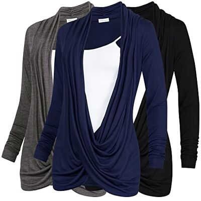 Free to Live 3 Pack Long Sleeve Nursing Tops Breastfeeding Shirts Cardigan Sweaters for Women Lightweight Postpartum Clothes, Black, Charcoal and Navy, L Free to Live 3 Pack Long Sleeve Nursing Tops Breastfeeding Shirts Cardigan Sweaters for Women Lightweight Postpartum Clothes, Black, Charcoal and Navy, L