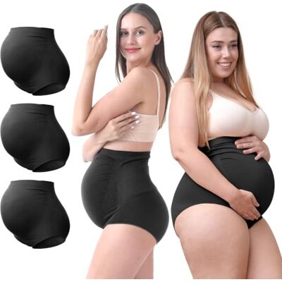 SUNNYBUY Women's Maternity High Waist Underwear Pregnancy Seamless Soft Hipster Panties Over Bump, Black 3-pk, XXL SUNNYBUY Women's Maternity High Waist Underwear Pregnancy Seamless Soft Hipster Panties Over Bump, Black 3-pk, XXL