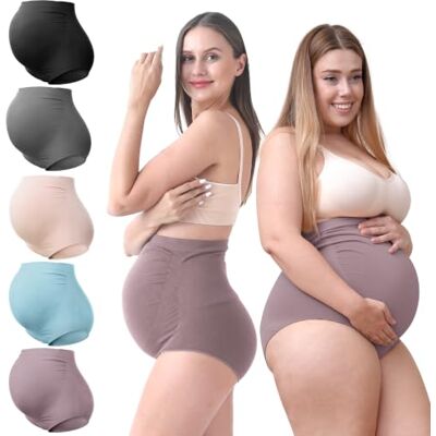 SUNNYBUY Women's Maternity High Waist Underwear Pregnancy Seamless Soft Hipster Panties Over Bump SUNNYBUY Women's Maternity High Waist Underwear Pregnancy Seamless Soft Hipster Panties Over Bump