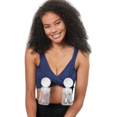 Larken X Larken Hands Free Pumping Bra for Breastfeeding Breast Pump Maternity Bras for Pregnancy, Pumping & Nursing Bra in One, Marine, M Larken X Larken Hands Free Pumping Bra for Breastfeeding Breast Pump Maternity Bras for Pregnancy, Pumping & Nursing Bra in One, Marine, M