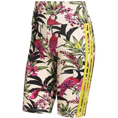 adidas Women's x FARM RIO BIKE SHORTS, Crystal Linen/semi lucid fuchsia/unity lime, XXS adidas Women's x FARM RIO BIKE SHORTS, Crystal Linen/semi lucid fuchsia/unity lime, XXS