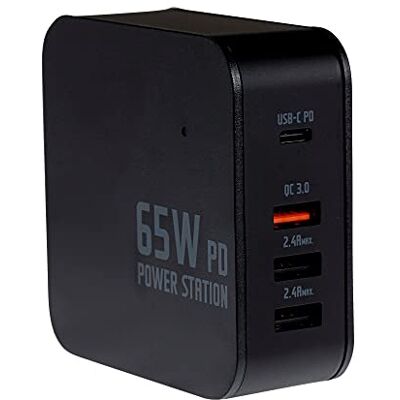 Maplin 65W USB-C 4 Port Laptop Charger GaN PD QC 3.0 Power Station for MacBook Pro/Air, Dell, Lenovo Thinkpad, Chromebook, HP, Acer, Asus, Samsung, Google, Switch & iPhones, iPads, Smartphones & more Maplin 65W USB-C 4 Port Laptop Charger GaN PD QC 3.0 Power Station for MacBook Pro/Air, Dell, Lenovo Thinkpad, Chromebook, HP, Acer, Asus, Samsung, Google, Switch & iPhones, iPads, Smartphones & more