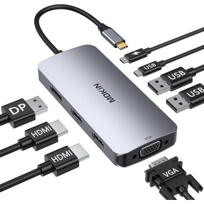 MOKiN USB C Laptop Docking Station Dual Monitor Adapter with 2 HDMI DP+VGA+2 USB A 2.0+USB C 2.0+PD for Dell XPS,HP, Lenovo MOKiN USB C Laptop Docking Station Dual Monitor Adapter with 2 HDMI DP+VGA+2 USB A 2.0+USB C 2.0+PD for Dell XPS,HP, Lenovo