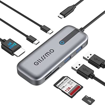 GIISSMO USB C Hub Multiport Adapter, 7-in-1 Type C Hub, HDMI 4K@60Hz, Power Delivery 100W, USB C Data and 2 USB A, microSD&SD Card Slot Compatible with MacBook Pro iPad/Surface Pro XPS HP and More GIISSMO USB C Hub Multiport Adapter, 7-in-1 Type C Hub, HDMI 4K@60Hz, Power Delivery 100W, USB C Data and 2 USB A, microSD&SD Card Slot Compatible with MacBook Pro iPad/Surface Pro XPS HP and More
