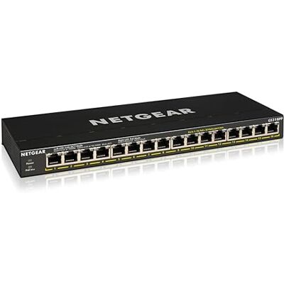 Netgear 16 Port PoE Switch (GS316PP) Unmanaged Gigabit Network Switch Ethernet Hub Ethernet Hub Desktop or Wall Mount Netgear 16 Port PoE Switch (GS316PP) Unmanaged Gigabit Network Switch Ethernet Hub Ethernet Hub Desktop or Wall Mount