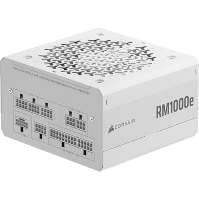 Corsair RM1000e (2025) Fully Modular Low-Noise ATX Power Supply with 12V-2x6 Cable – ATX 3.1 & PCIe 5.1 Compliant, Cybenetics Gold Efficiency, 105°C-Rated Capacitors, Modern Standby Mode – White Corsair RM1000e (2025) Fully Modular Low-Noise ATX Power Supply with 12V-2x6 Cable – ATX 3.1 & PCIe 5.1 Compliant, Cybenetics Gold Efficiency, 105°C-Rated Capacitors, Modern Standby Mode – White