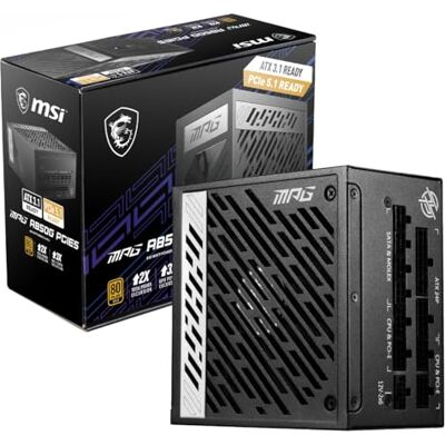 MSI MPG A850G PCIE5 UK Plug 850W, 80 Plus Gold Certified, Fully Modular ATX 3.0, PCIe 5.0 GPU Support, 0% RPM Mode- 10 Year Warranty MSI MPG A850G PCIE5 UK Plug 850W, 80 Plus Gold Certified, Fully Modular ATX 3.0, PCIe 5.0 GPU Support, 0% RPM Mode- 10 Year Warranty