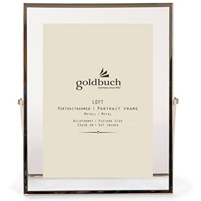 Goldbuch Loft 96 0383 Metal Picture Frame with Stand, Portrait Frame for 1 Picture/Photo in 13 x 18 cm Format, Metal Picture Frame Approx. 19 x 23 x 1 cm, Frame Silver Goldbuch Loft 96 0383 Metal Picture Frame with Stand, Portrait Frame for 1 Picture/Photo in 13 x 18 cm Format, Metal Picture Frame Approx. 19 x 23 x 1 cm, Frame Silver