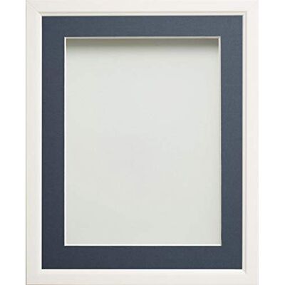 Frame Company Drayton White A4 Photo Frame with Blue Mount for 10x6 Fits 10x6 with mount or A4 without, Overall 9.5x12.9, Glass Frame Company Drayton White A4 Photo Frame with Blue Mount for 10x6 Fits 10x6 with mount or A4 without, Overall 9.5x12.9, Glass