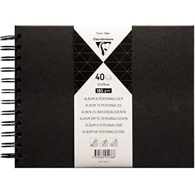 Clairefontaine 95438C Spiral Album to Personalize 40 Sheets of 185g/m² Thick Black Paper Format 21x16cm Black Hard Cover Creative leisure, DIY, Scrapbooking Clairefontaine 95438C Spiral Album to Personalize 40 Sheets of 185g/m² Thick Black Paper Format 21x16cm Black Hard Cover Creative leisure, DIY, Scrapbooking