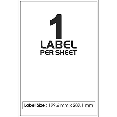 iSOUL 1 Per Page/Sheet, 1000 Sheets (1000 Sticky Label), White Blank Matt Self-Adhesive A4 Address Shipping Labels Stickers, Laser Inkjet compatible L7167/J8167 Printer Paper, 199.6 X 289.1mm JAM FREE iSOUL 1 Per Page/Sheet, 1000 Sheets (1000 Sticky Label), White Blank Matt Self-Adhesive A4 Address Shipping Labels Stickers, Laser Inkjet compatible L7167/J8167 Printer Paper, 199.6 X 289.1mm JAM FREE