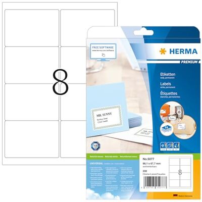 Herma Shipping Labels - 200 Stickers - A4 - White - Sharp & Eco-friendly Herma Shipping Labels - 200 Stickers - A4 - White - Sharp & Eco-friendly