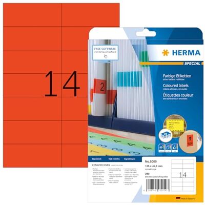 Herma 5059 Red Removable Labels - Labels Herma 5059 Red Removable Labels - Labels