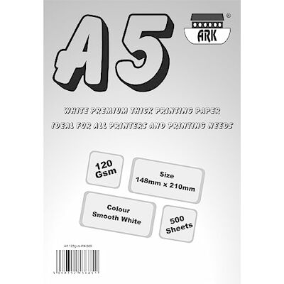 ARK A5 120gsm White Premium Thick Printing Paper Suitable for All Printers(Pack of 500) (1) ARK A5 120gsm White Premium Thick Printing Paper Suitable for All Printers(Pack of 500) (1)