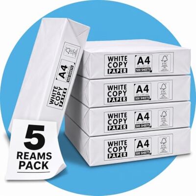 Roe Tenpo A4 Printer Paper, 2500 Sheets, Smooth White Paper Finish, Compatible with Inkjet & Laser Printers Ideal for Home & Office Use, Copying, Printing Flyers, Reports, and More (5 Reams) Roe Tenpo A4 Printer Paper, 2500 Sheets, Smooth White Paper Finish, Compatible with Inkjet & Laser Printers Ideal for Home & Office Use, Copying, Printing Flyers, Reports, and More (5 Reams)