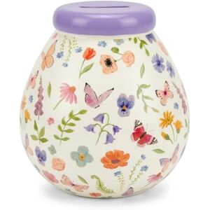 Pot Of Dreams Floral Butterfly Ceramic Money Box – Hand Painted Earthenware Savings Pot, Break to Open Piggy Bank, Large Coin & Note Slot, Holds up to £1000, 15cm Gift Idea Pot Of Dreams Floral Butterfly Ceramic Money Box – Hand Painted Earthenware Savings Pot, Break to Open Piggy Bank, Large Coin & Note Slot, Holds up to £1000, 15cm Gift Idea