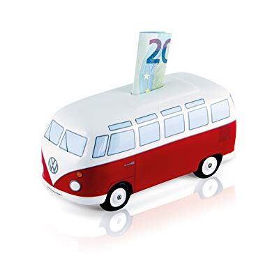 BRISA VW Collection T1 Bus Camper Money Bank Volkswagen Coin Bank, Reusable Collectible Gift Money Collector Retro Decor, Ceramic, Red BRISA VW Collection T1 Bus Camper Money Bank Volkswagen Coin Bank, Reusable Collectible Gift Money Collector Retro Decor, Ceramic, Red