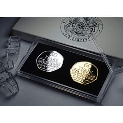 The Commemorative Coin Company Pair of 60th Birthday .999 Silver & 24ct Gold Commemoratives. Display Case and Gift/Presentation Box Unique. Gift/Present. 60 Sixty Years Sixtieth The Commemorative Coin Company Pair of 60th Birthday .999 Silver & 24ct Gold Commemoratives. Display Case and Gift/Presentation Box Unique. Gift/Present. 60 Sixty Years Sixtieth