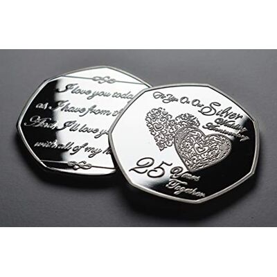 The Commemorative Coin Company On Our 25th SILVER WEDDING ANNIVERSARY Commemorative. Gift/Present Husband/Wife. 50 Years Together. Love/Celebration/Marriage The Commemorative Coin Company On Our 25th SILVER WEDDING ANNIVERSARY Commemorative. Gift/Present Husband/Wife. 50 Years Together. Love/Celebration/Marriage