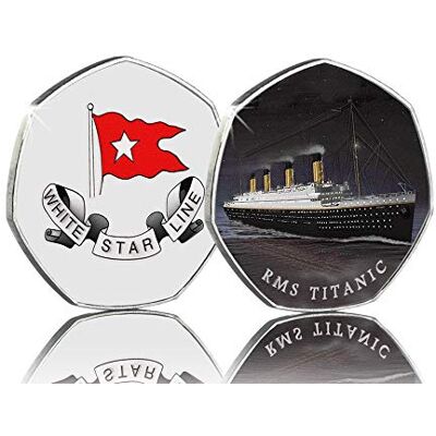 The Commemorative Coin Company RMS TITANIC Full Colour Silver Commemorative. White Star Line, Ocean Liner, Olympic, 1912 The Commemorative Coin Company RMS TITANIC Full Colour Silver Commemorative. White Star Line, Ocean Liner, Olympic, 1912