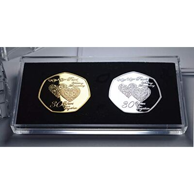 The Commemorative Coin Company Pair of 30TH PEARL WEDDING ANNIVERSARY Silver & 24ct Gold Commemoratives in Display/Presentation Stand. Gift/Present 30 Years Together The Commemorative Coin Company Pair of 30TH PEARL WEDDING ANNIVERSARY Silver & 24ct Gold Commemoratives in Display/Presentation Stand. Gift/Present 30 Years Together