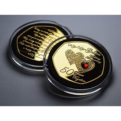 The Commemorative Coin Company 50th GOLDEN WEDDING ANNIVERSARY 24ct Gold Commemorative with Gemstone. Gift/Present 50 Fifty Years Together. Capsule The Commemorative Coin Company 50th GOLDEN WEDDING ANNIVERSARY 24ct Gold Commemorative with Gemstone. Gift/Present 50 Fifty Years Together. Capsule