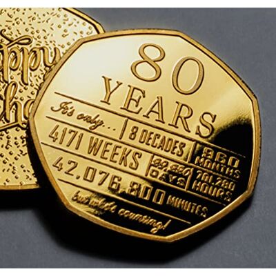The Commemorative Coin Company 80th Birthday 24ct Gold Commemorative. 80 Years 'But Who's Counting' Gift/Present Congratulations/Party/Ideas Celebrating 80 Eighty Grandad/Grandma The Commemorative Coin Company 80th Birthday 24ct Gold Commemorative. 80 Years 'But Who's Counting' Gift/Present Congratulations/Party/Ideas Celebrating 80 Eighty Grandad/Grandma