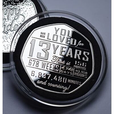 The Commemorative Coin Company The Commemorative Coin 13th Birthday Silver in Capsule. 13 Years 'And Counting' Gift/Present Congratulations/Party/Celebration/Ideas Son/Daughter/Grandson/Granddaughter, One Size The Commemorative Coin Company The Commemorative Coin 13th Birthday Silver in Capsule. 13 Years 'And Counting' Gift/Present Congratulations/Party/Celebration/Ideas Son/Daughter/Grandson/Granddaughter, One Size
