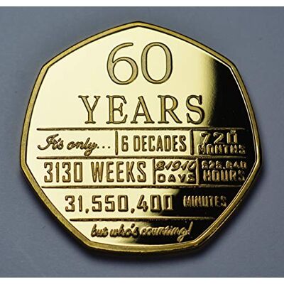 The Commemorative Coin Company 60th Birthday 24ct Gold Commemorative. Unique Gift/Present Party/Celebration Ideas 60 Sixty Years Sixtieth The Commemorative Coin Company 60th Birthday 24ct Gold Commemorative. Unique Gift/Present Party/Celebration Ideas 60 Sixty Years Sixtieth